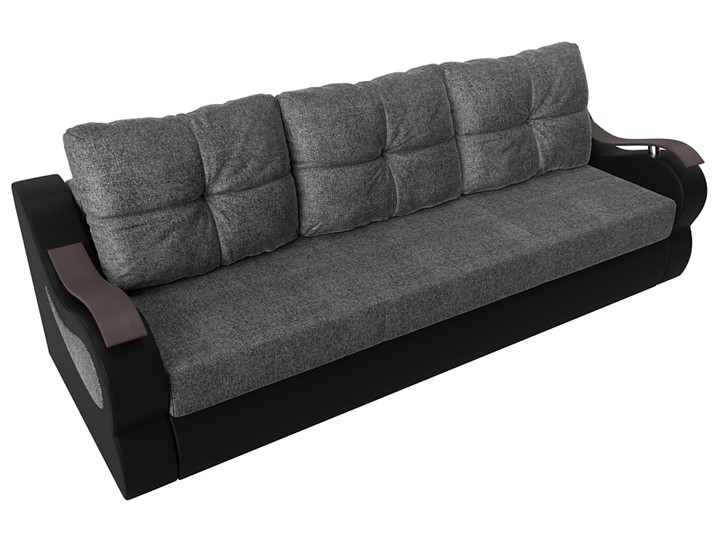 Прямой диван Меркурий еврокнижка, Серый/черный (рогожка/экокожа) в Миассе - изображение 4