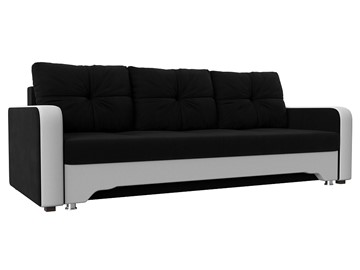 Прямой диван Ник-3, Черный/Белый (Микровельвет/экокожа) в Копейске