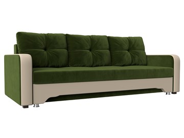 Прямой диван Ник-3, Зеленый/Бежевый (Микровельвет/экокожа) в Копейске