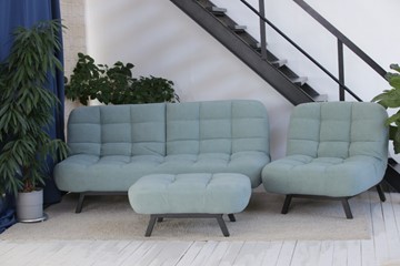 Комплект мебели Абри цвет мята кресло + диван + пуф опора металл в Челябинске