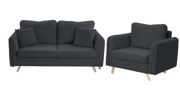 Комплект мебели Бертон графит диван+ кресло в Магнитогорске