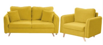 Комплект мебели Бертон желтый диван+ кресло в Магнитогорске