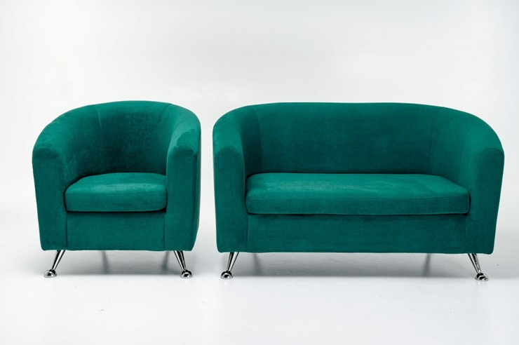 Комплект мебели Брамс  цвет изумрудный диван 2Д + кресло в Миассе - изображение 1
