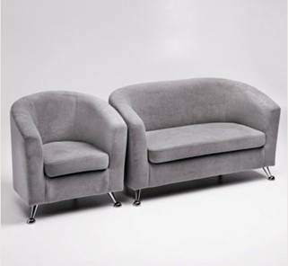 Комплект мебели Брамс  цвет серый диван 2Д + кресло в Челябинске