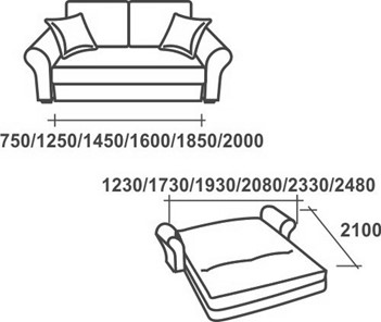 Прямой диван Аккордеон-1, 155 (круглые подлокотники) в Миассе - предосмотр 2