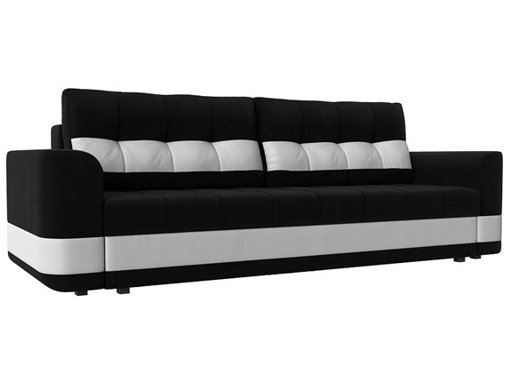 Прямой диван Честер, Черный/белый (вельвет/экокожа) в Челябинске - изображение