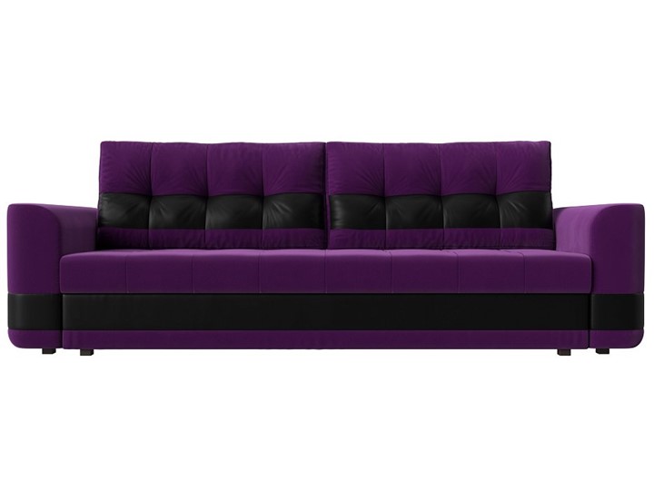 Прямой диван Честер, Фиолетовый/черный (вельвет/экокожа) в Челябинске - изображение 1