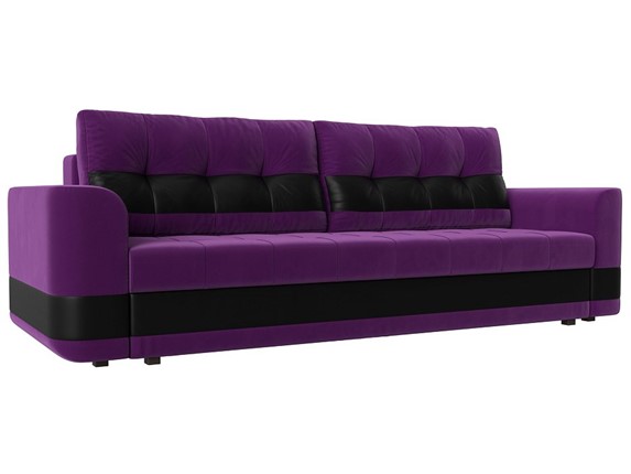 Прямой диван Честер, Фиолетовый/черный (вельвет/экокожа) в Челябинске - изображение
