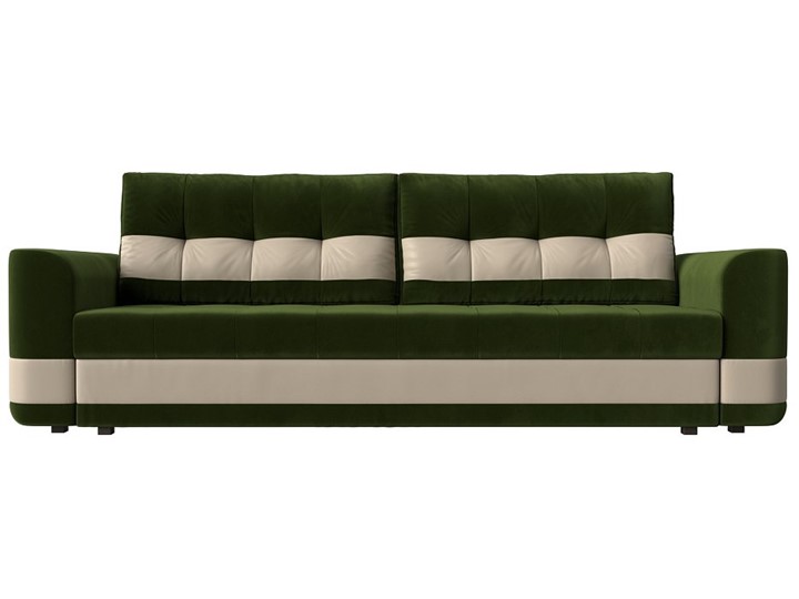 Прямой диван Честер, Зеленый/бежевый (вельвет/экокожа) в Челябинске - изображение 1
