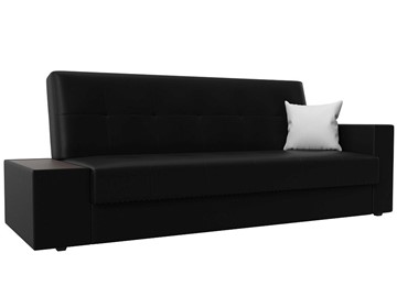 Прямой диван Лига-020, Черный\Черный\Белый(экокожа) в Миассе