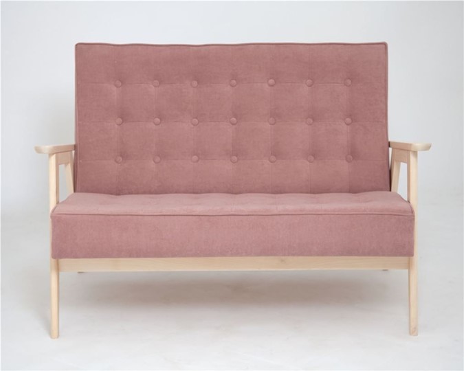 Прямой диван Ретро, двухместный (беленый дуб / RS 12 - розовый) в Челябинске - изображение 1