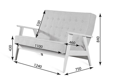 Прямой диван Ретро, двухместный (беленый дуб / RS 29 - бирюзовый) в Магнитогорске - предосмотр 3