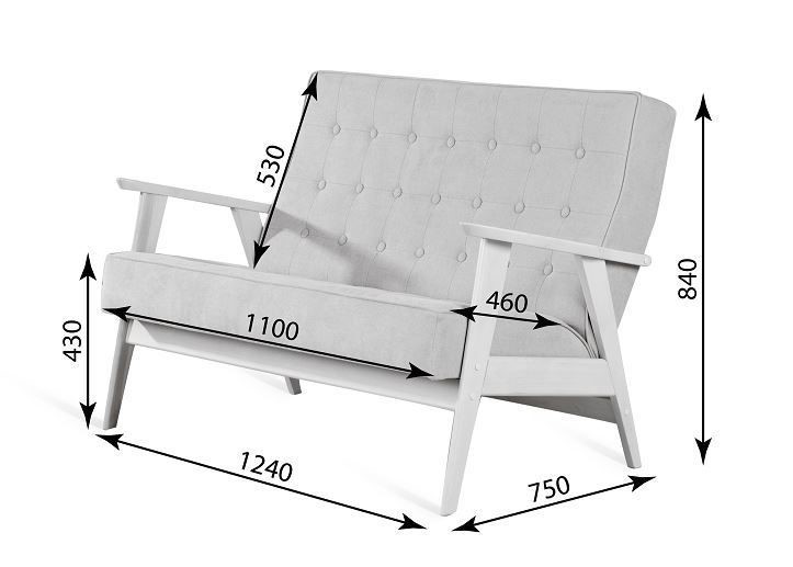 Прямой диван Ретро, двухместный (беленый дуб / RS 29 - бирюзовый) в Магнитогорске - изображение 3