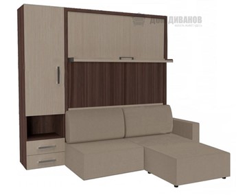 Шкаф-кровать трансформер Кровать-трансформер Smart (ШЛ+КД 1400+Пуф), шкаф левый, правый подлокотник в Копейске
