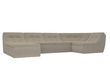 Модульный П-образный диван Холидей, Бежевый (микровельвет) в Миассе