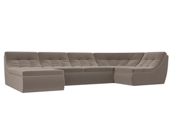 Модульный П-образный диван Холидей, Коричневый (велюр) в Миассе