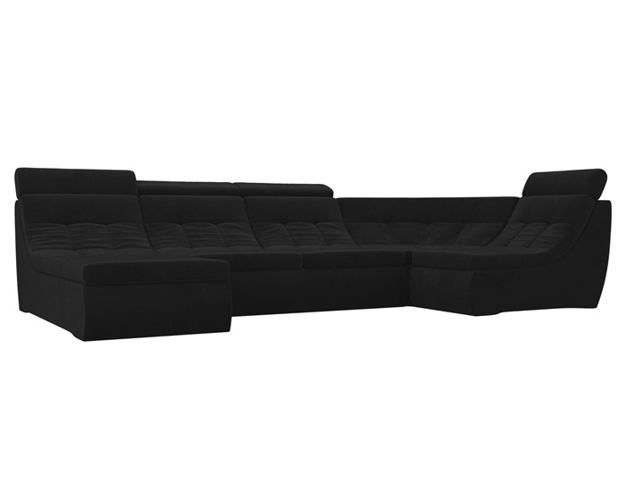 Модульный раскладной диван Холидей люкс, Черный (велюр) в Челябинске - изображение