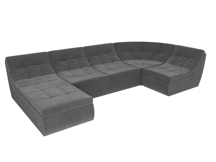 Модульный П-образный диван Холидей, Серый (велюр) в Челябинске - изображение 5