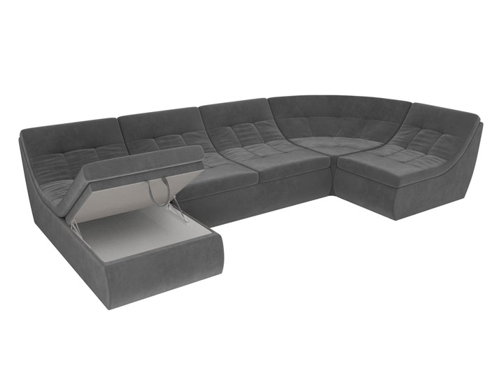 Модульный П-образный диван Холидей, Серый (велюр) в Челябинске - изображение 6
