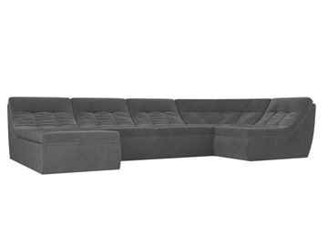 Модульный П-образный диван Холидей, Серый (велюр) в Миассе
