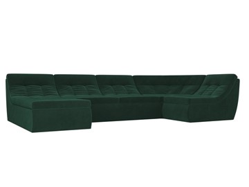 Модульный П-образный диван Холидей, Зеленый (велюр) в Челябинске