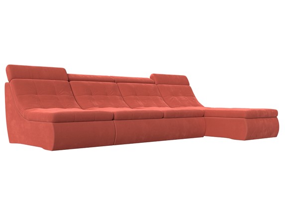 Модульный угловой диван Холидей люкс, Коралловый (микровельвет) в Челябинске - изображение