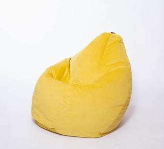 Кресло-мешок КлассМебель Груша среднее, велюр однотон, лимонное в Челябинске