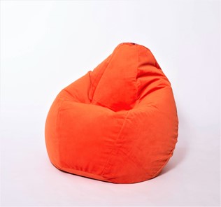Кресло-мешок Груша большое, велюр однотон, оранжевое в Челябинске