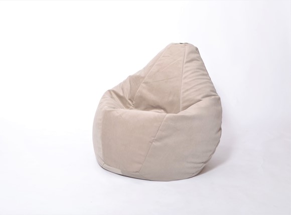 Кресло-мешок Груша среднее, велюр однотон, бежевое в Троицке - изображение
