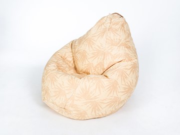Кресло-мешок Груша большое, жаккард, бежевые листья в Магнитогорске