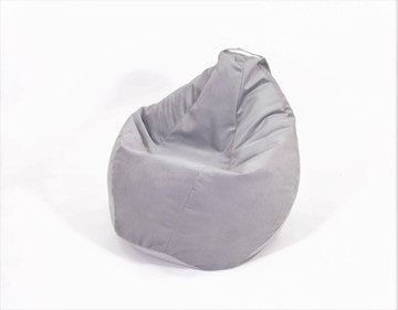 Кресло-мешок Груша малое, велюр однотон, серое в Магнитогорске