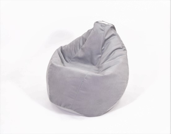 Кресло-мешок Груша малое, велюр однотон, серое в Челябинске - изображение