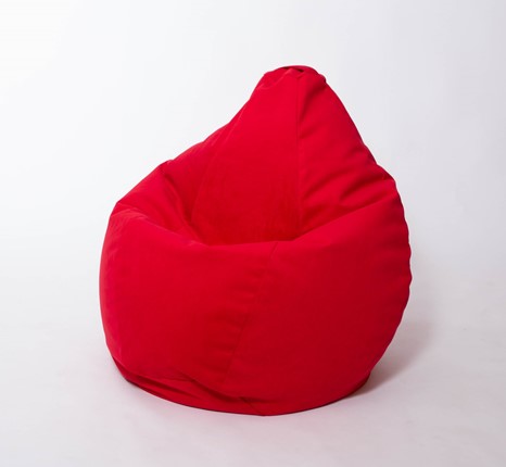 Кресло-мешок Груша большое, велюр однотон, красное в Челябинске - изображение