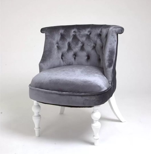 Кресло Бархат (серый бархат/белая эмаль) в Копейске - изображение 1