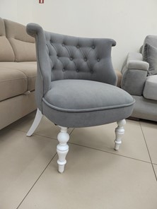 Кресло Бархат (серый бархат/белая эмаль), 000042564 в Копейске