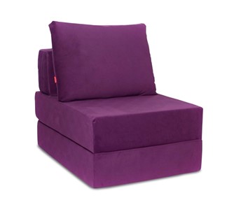 Бескаркасное кресло-кровать Окта, велюр фиолетовый в Челябинске - предосмотр