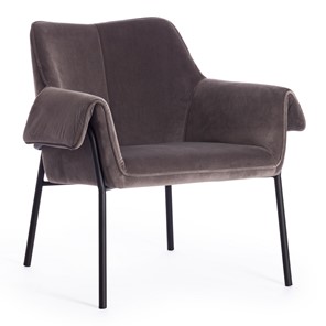 Кресло BESS (mod. 0179471) металл/вельвет, 70х71х75 см, серо-коричневый S108 (84 Brown)/черный в Магнитогорске