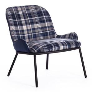 Кресло DUKEN (mod. 0179322) металл/ткань, 79х59х66 см, синий/синяя шотландка/черный в Челябинске