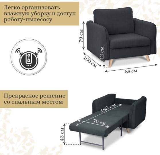 Кресло мягкое Бертон графит в Челябинске - изображение 5