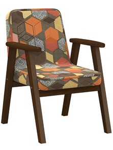 Кресло в гостиную  Ретро ткань геометрия коричневый, каркас орех в Миассе - предосмотр