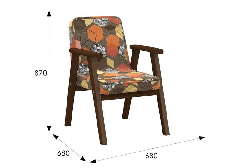 Кресло в гостиную  Ретро ткань геометрия коричневый, каркас орех в Челябинске - изображение 5