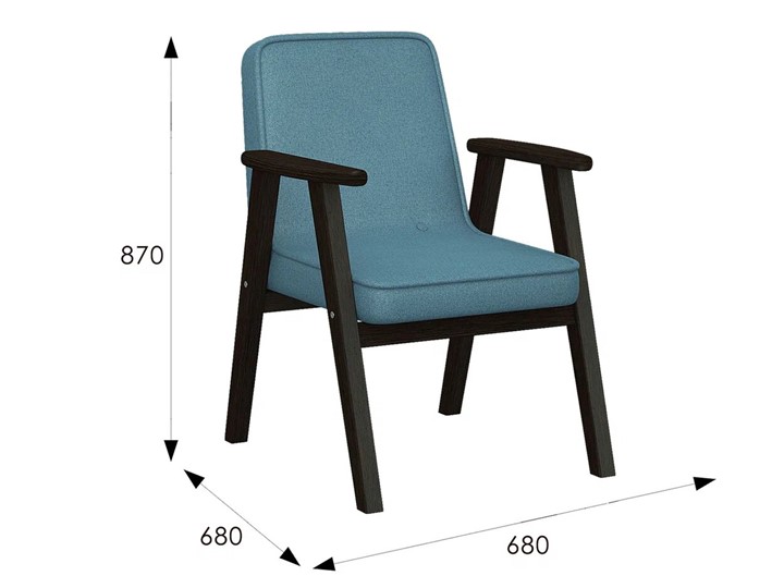 Мягкое кресло Ретро ткань голубой, каркас венге в Магнитогорске - изображение 6