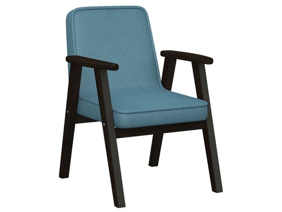 Мягкое кресло Ретро ткань голубой, каркас венге в Магнитогорске - изображение