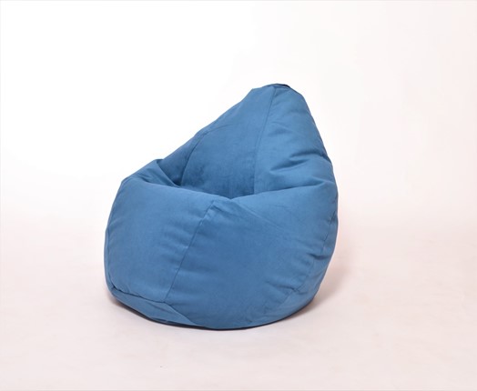 Кресло-мешок Груша среднее, велюр однотон, синее в Челябинске - изображение