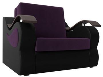 Кресло раскладное Меркурий (60), Фиолетовый\Черный (Велюр\Экокожа) в Челябинске