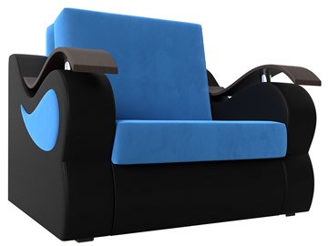 Кресло-кровать Меркурий (60), Голубой\Черный (Велюр\Экокожа) в Челябинске