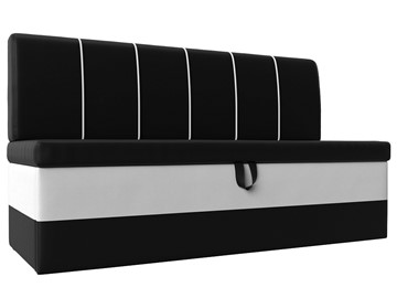 Кухонный прямой диван Энигма, Черный/Белый (Экокожа) в Миассе