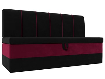 Кухонный прямой диван Энигма, Черный/Бордовый (Микровельвет) в Миассе