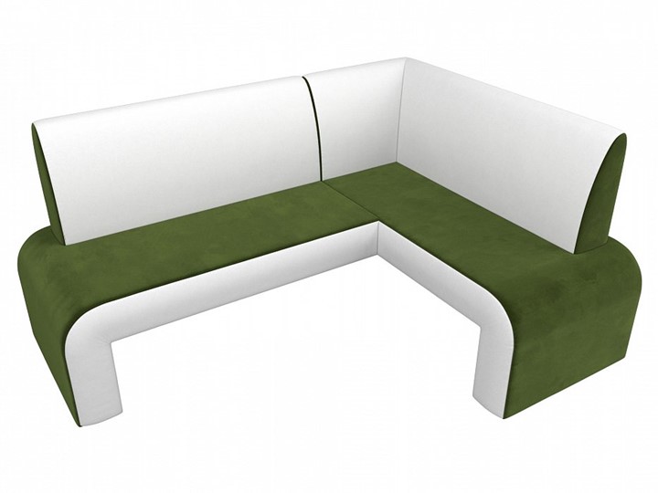 Кухонный диван Кармен угловой, Зеленый/Белый (микровельвет/экокожа) в Челябинске - изображение 5