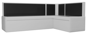 Раскладной кухонный диван Кристина, Белый/Черный (экокожа) в Миассе
